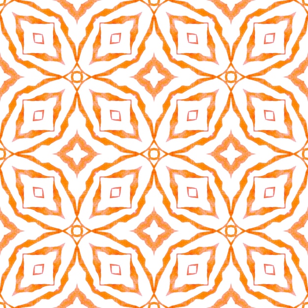 Aquarell Medaillon nahtlose Grenze. Orange bezauberndes Boho-Chic-Sommerdesign. Medaillon nahtlose Muster. Textilfertiger fantastischer Druck, Badebekleidungsstoff, Tapete, Verpackung.