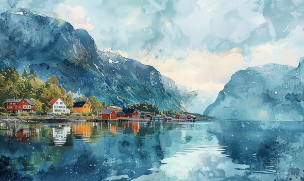 Aquarell minimalistisch in Norwegen