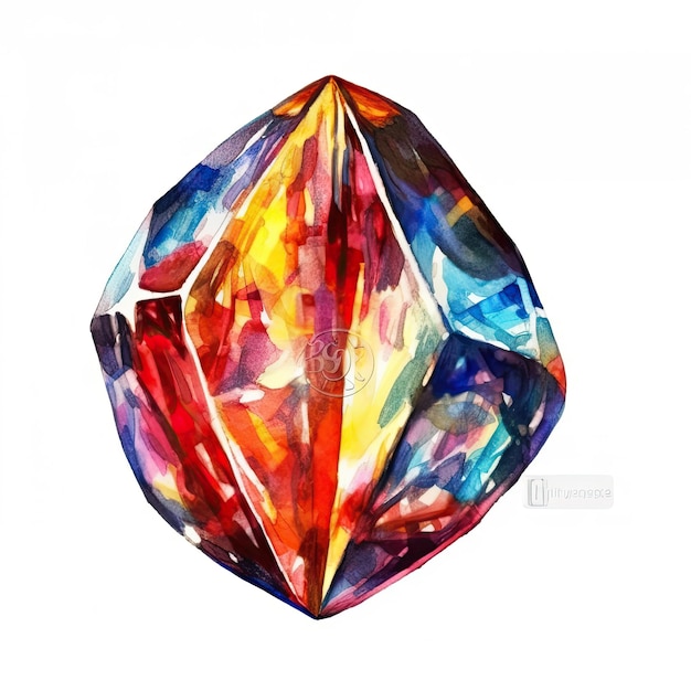 Aquarell mit Diamanten und Edelsteinen