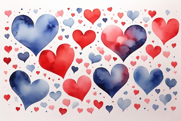 Aquarell mit handgemalten Herzen Valentinstag Hintergrund Vektor-Illustration