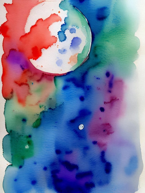 Aquarell-Mond-Acrylgemälde, künstlerische Hintergrundgemälde-Reproduktion