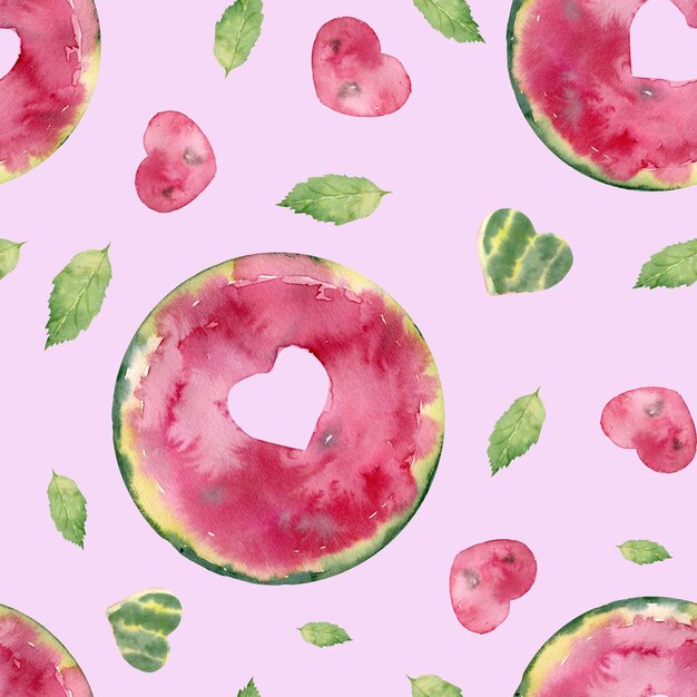 Aquarell Musterdesign mit süßer saftiger Wassermelone