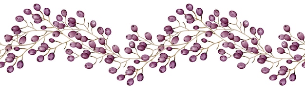 Aquarell nahtlose lila Beeren mit Kopienraum