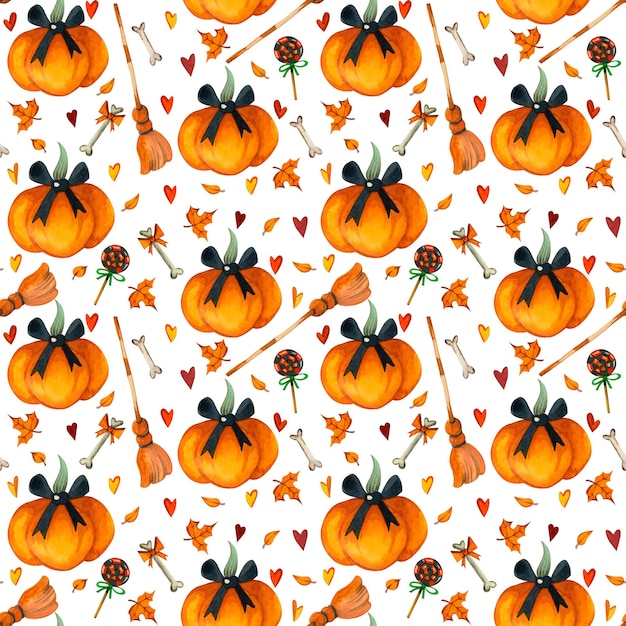 Aquarell nahtloses Muster für Halloween Handbemalt in Aquarellfarben Ideal zum Einwickeln von Papier