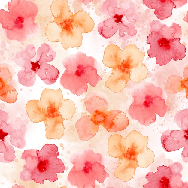 Aquarell Nahtloses Muster mit abstrakten Blumen in rosa und beige Farben Handgezeichnete Blumen
