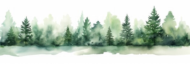 Foto aquarell-nem-baumlinie auf weißem hintergrund generative ki