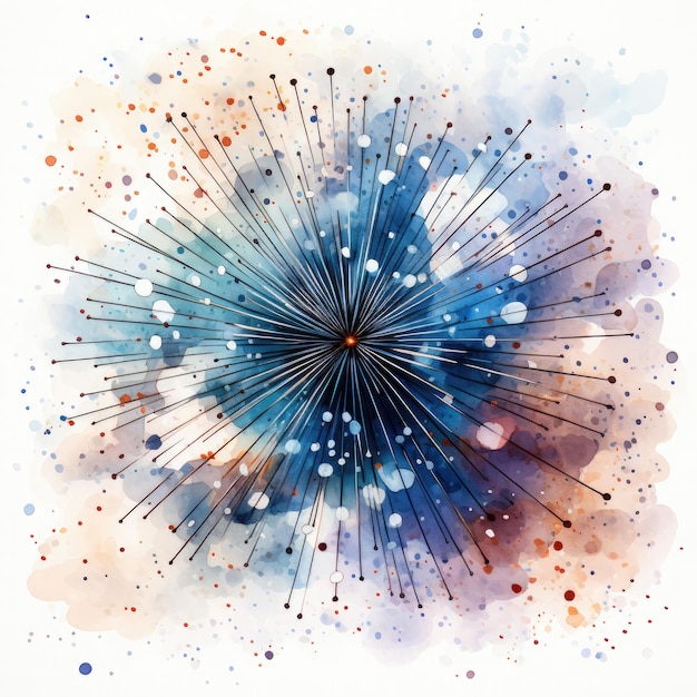 Aquarell Neujahrsfreude 2024 Clipart Generative Ai