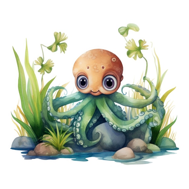 Aquarell-Oktopus für Kinder