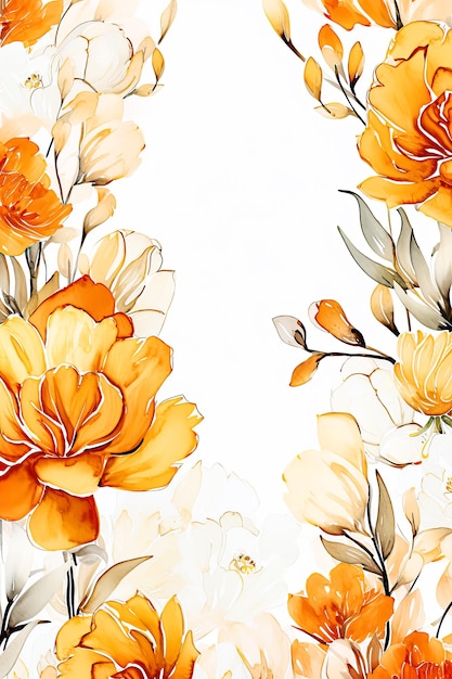 Aquarell Orange Blumen Digitale Papiere Blumen Hintergründe Tan Blumen Hochzeits Einladung Hintergrund