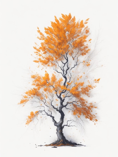 Aquarell Orangenbaum weißer Hintergrund von hoher Qualität