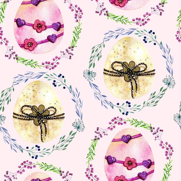 Aquarell Ostern Musterdesign mit bunten Eiern