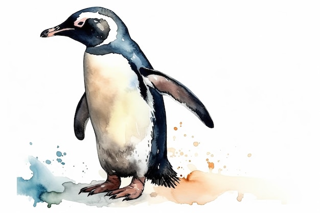 Aquarell-Pinguin-Illustration auf weißem Hintergrund