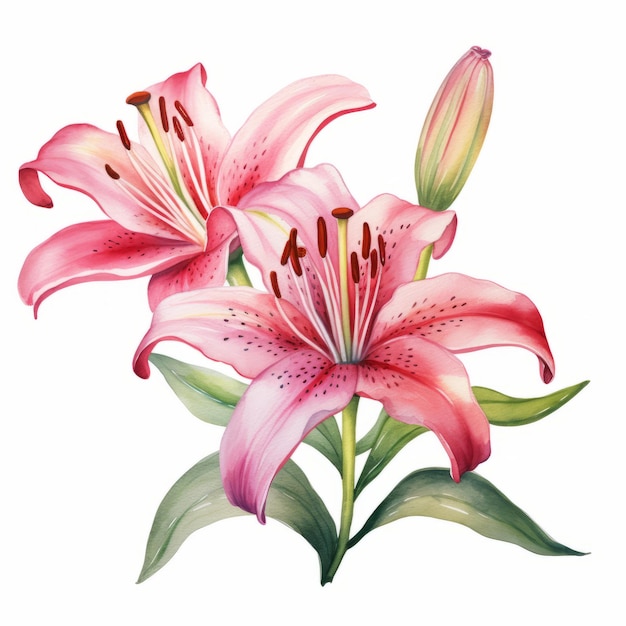Aquarell Pink Lily Clipart Prudence Heward inspirierte Illustration