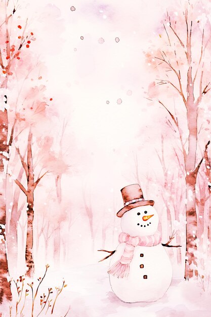 Aquarell Pink Schneemann Digitale Papiere Pastell Rosa Schneemann Hintergründe Rosa Winter Hintergründe