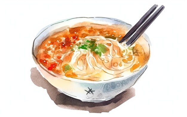 Aquarell Ramen japanische Nudeln