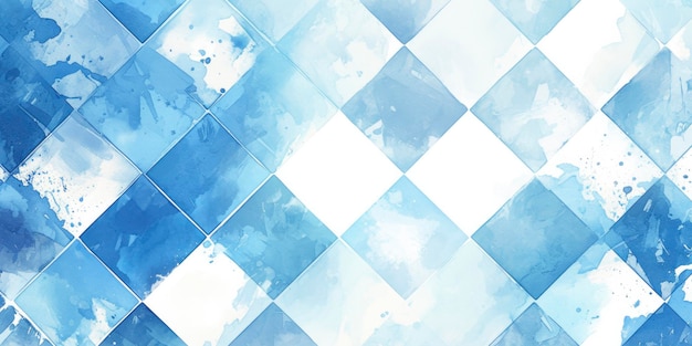 Foto aquarell-raster-hintergrund mit blauen und weißen quadraten