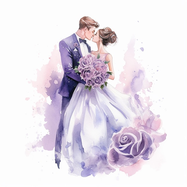 Foto aquarell romantik ästhetik liebesillustration für paare