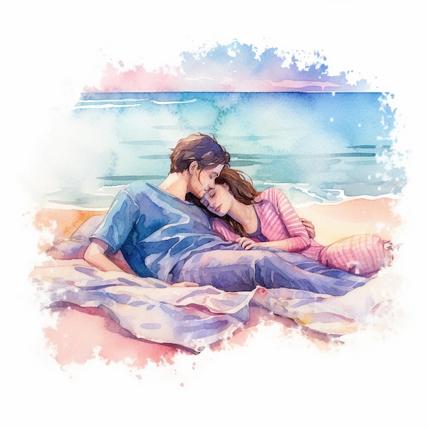 Aquarell Romantik Ästhetik Liebesillustration für Paare