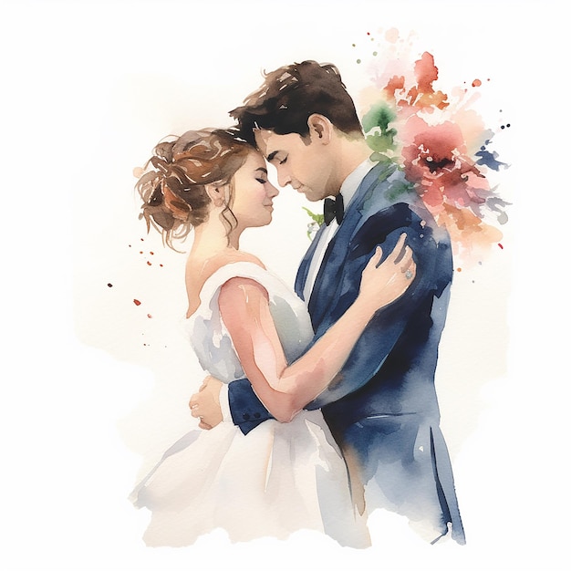 Aquarell Romantik Ästhetik Liebesillustration für Paare