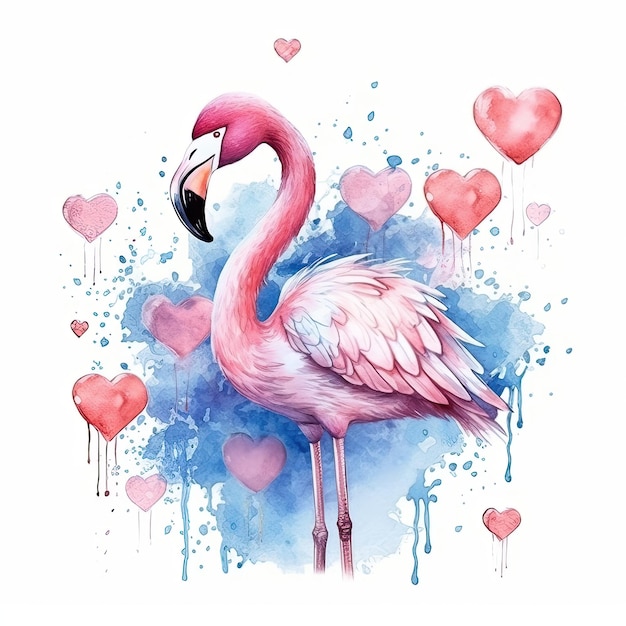 Aquarell rosa Flamingo Illustration AI GenerativexA