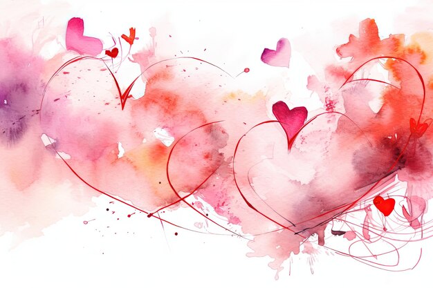 Aquarell rosa Hintergrund mit Herzen Valentinstagkarte Liebestag Platz für Text Grußkartenvorlage