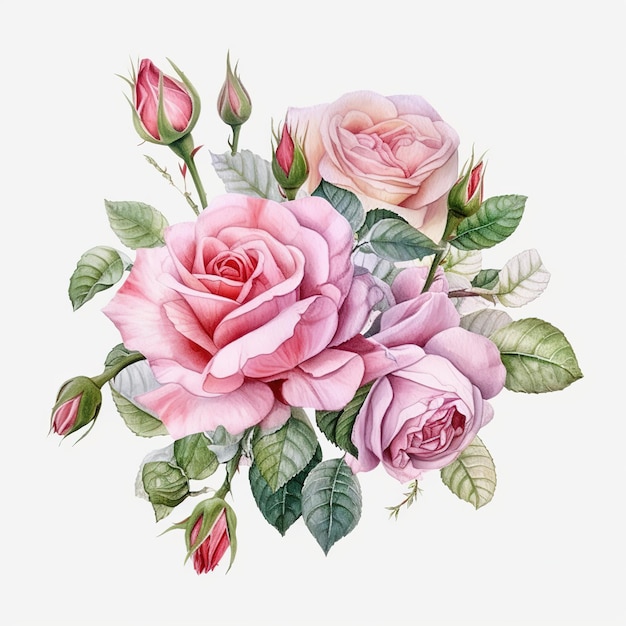 Aquarell rosa Rosen Blumenstrauß