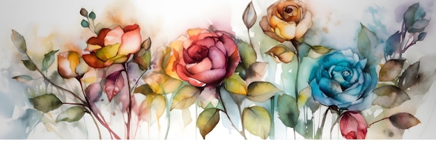 Aquarell Rosen abstraktes Hintergrunddesign Generative AI