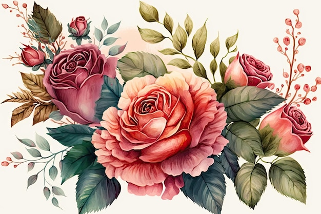 Aquarell-Rosen-Arrangement