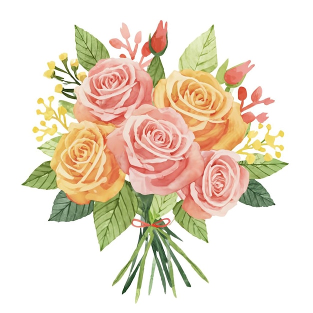 Foto aquarell-rosen-bouquet abstraktes liebesvektorbild