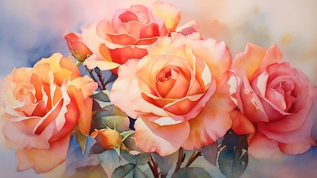 Aquarell-Rosen