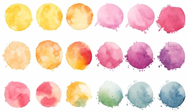 Aquarell-Sammlung Multi-Color-Strich png im Stil von kreisförmigen Formen