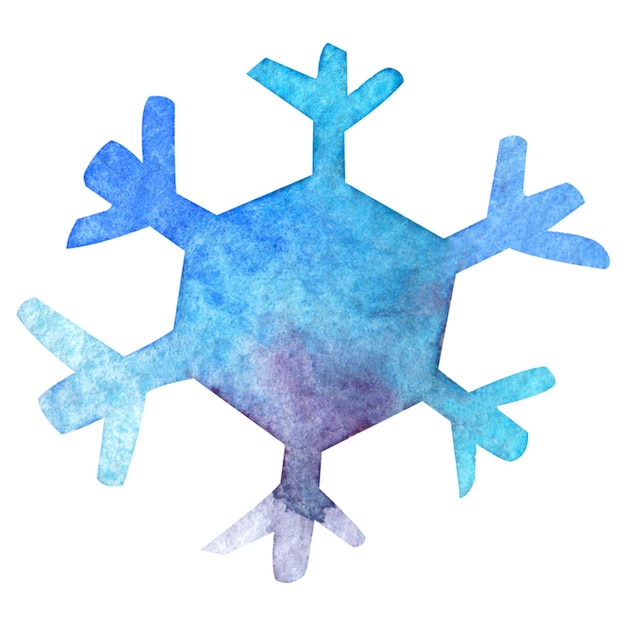 Aquarell-Schneeflocken-Illustration, gezeichnet von Händen auf weißem Hintergrund. Illustration für die Gestaltung von Postkarten-Musterdrucken zum Thema Winter-Neujahr-Weihnachten