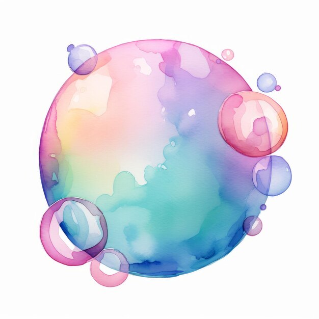 Aquarell-Seifenblase auf weißem Hintergrund Handgezeichnete Illustration Designelement