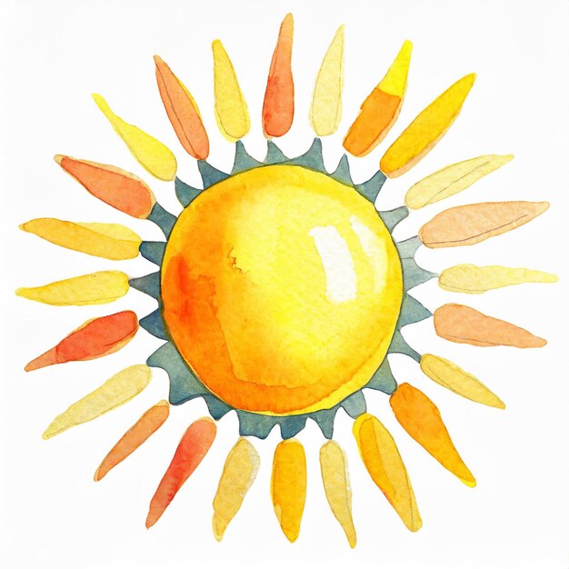 Foto aquarell-sonne-illustration auf weißem hintergrund