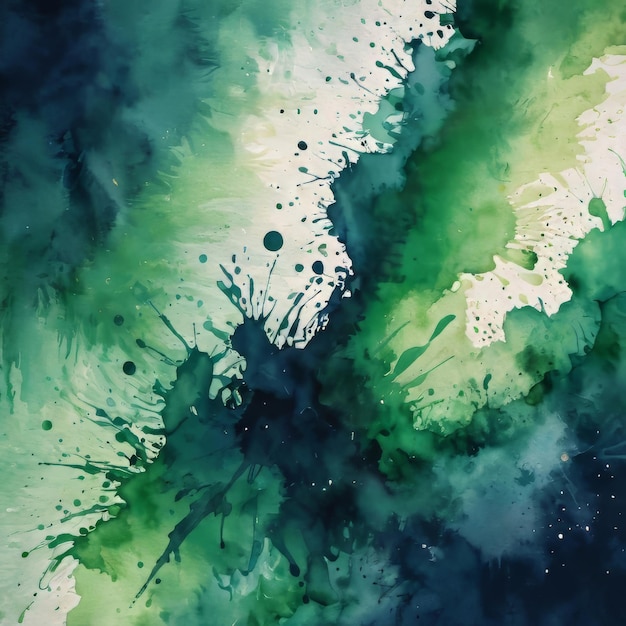 Aquarell-Splash-Muster: Hintergrund mit Aquarell, eine Mischung aus grüner und marineblauer Splash-Kunst