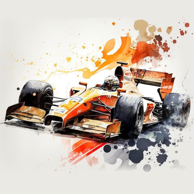 Aquarell-Sport-Formel-1-Rennen