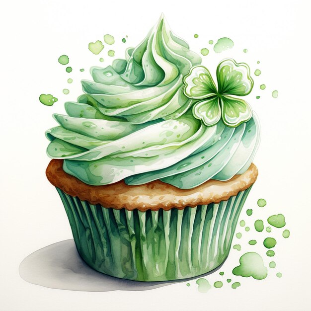 Aquarell St. Patrick Grün Cupcake