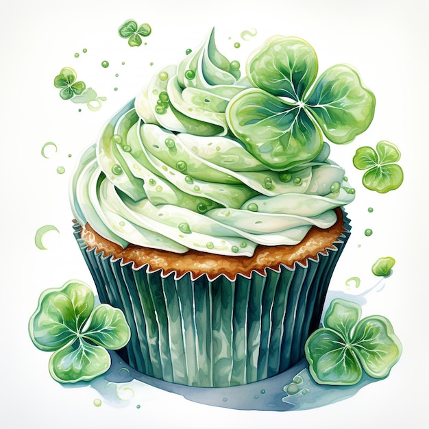 Foto aquarell st. patrick grün cupcake