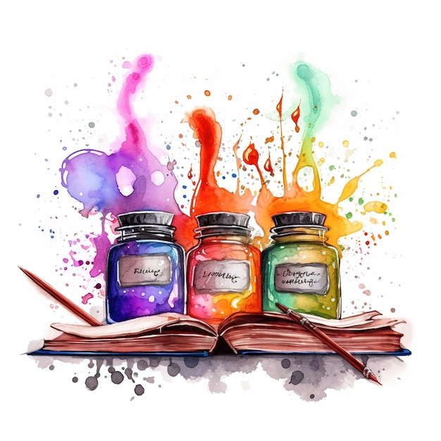 Aquarell-Stil hübsches Buch Clipart