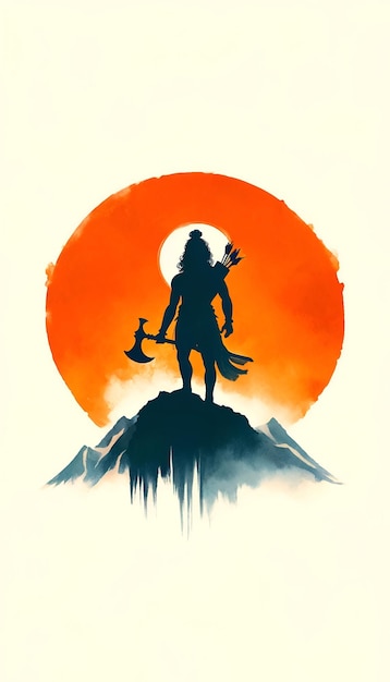 Aquarell-Stil-Illustration der Parshuram-Silhouette für den Parshuram Jayanti