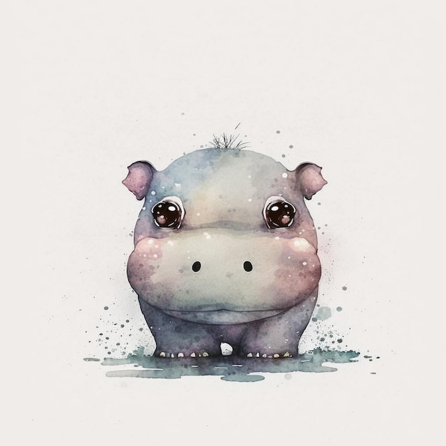 Foto aquarell süße tiere im chibi-stil große augen exotische tropische waldtiere verrückt abstrakt