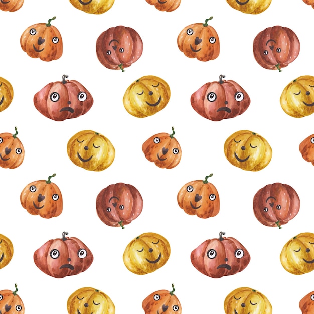 Aquarell süßer Kürbis Musterdesign Halloween-Druck für Kinder