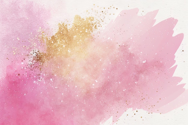 Aquarell Tinte rosa Hintergrund mit einigen goldenen Illustration Generative AI