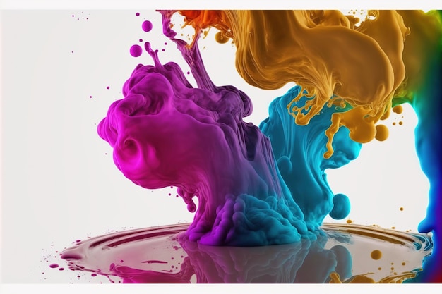 Aquarell-Tintentropfen der abstrakten Kunst im Wasser auf weißem Hintergrund