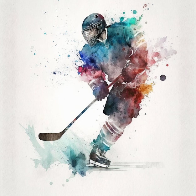 Aquarell trägt Eishockey zur Schau