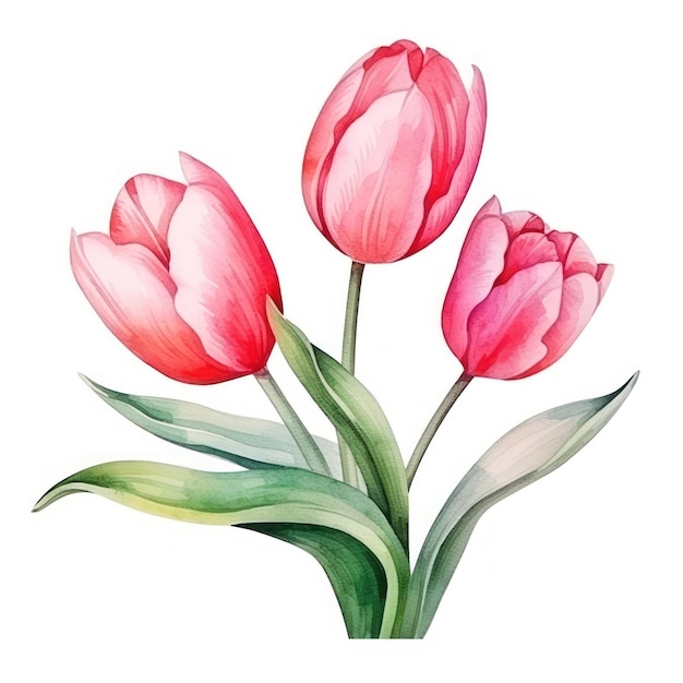 Aquarell-Tulpen-Hintergrund isoliert