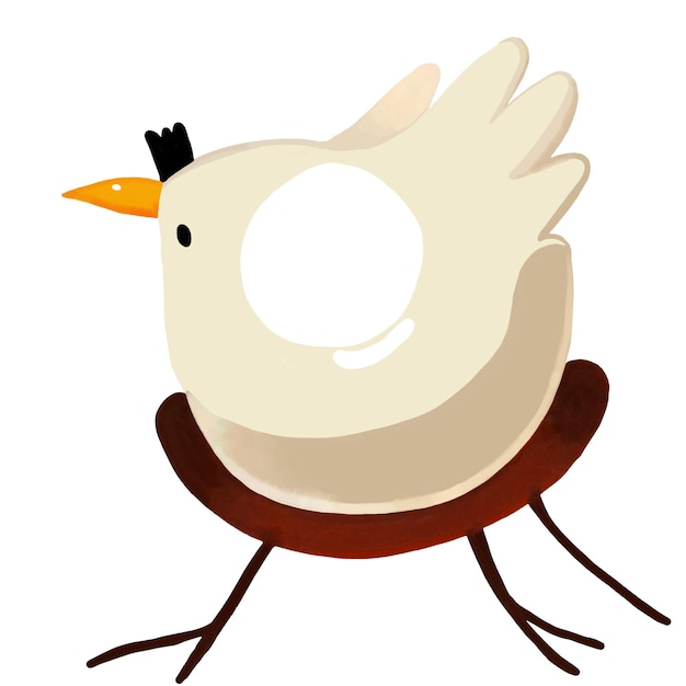 Aquarell und Zeichnung für niedliches Cartoon-Huhn oder Huhn isoliert auf weißem Hintergrund