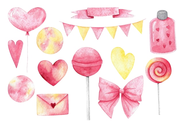 Foto aquarell valentinstag clipart set.