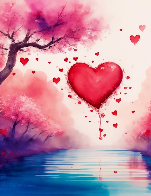 Aquarell-Valentinstag-Hintergrund