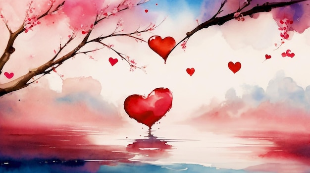 Aquarell-Valentinstag-Hintergrund